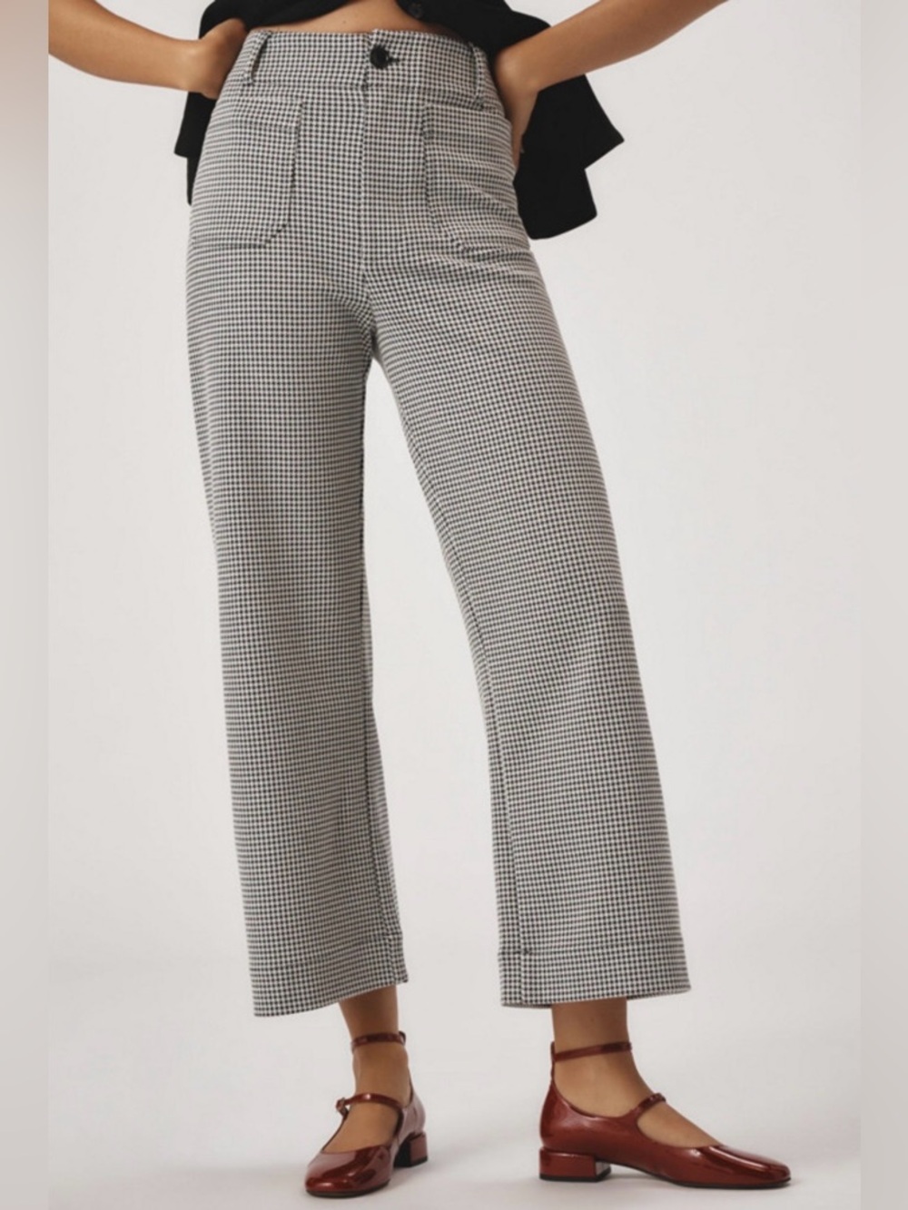 Maeve by Anthropologie The Colette Cropped Wide-Leg Pants: Houndstooth Edition